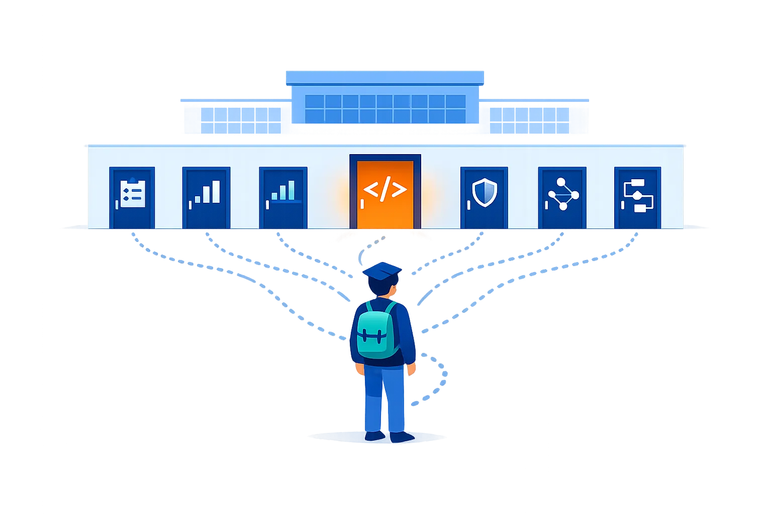 Illustration representing choices between multiple roles