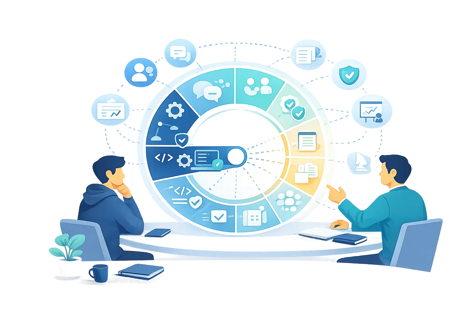 Illustration representing interview setup