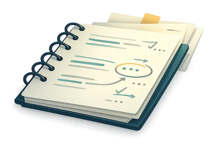 Illustration representing field notes and engineering knowledge
