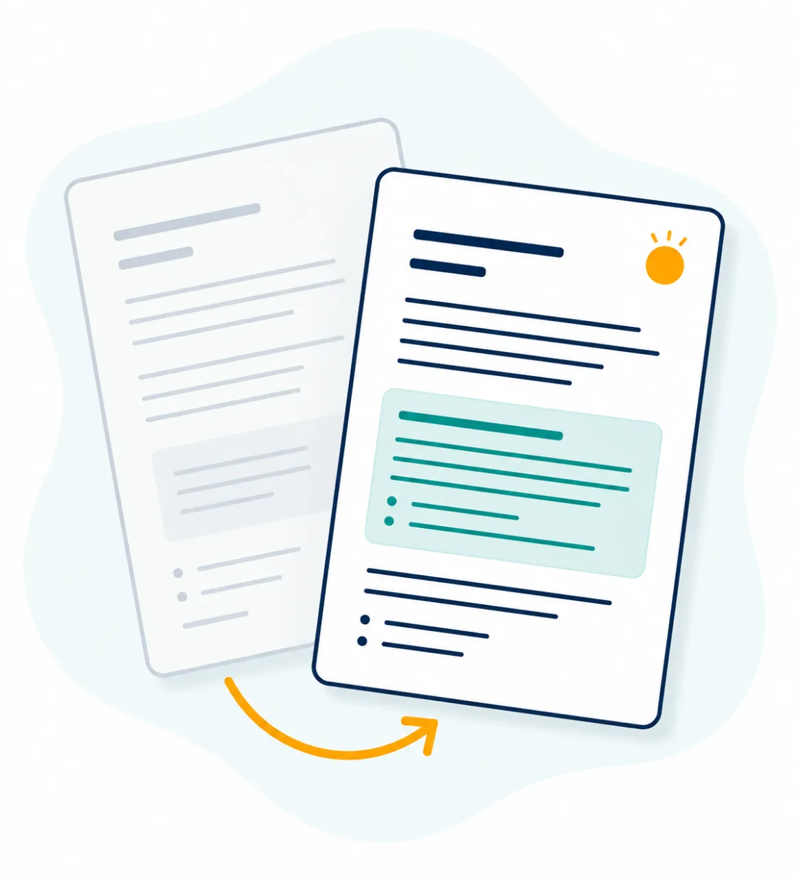 Illustration: a document transforming from homework to evidence of judgment