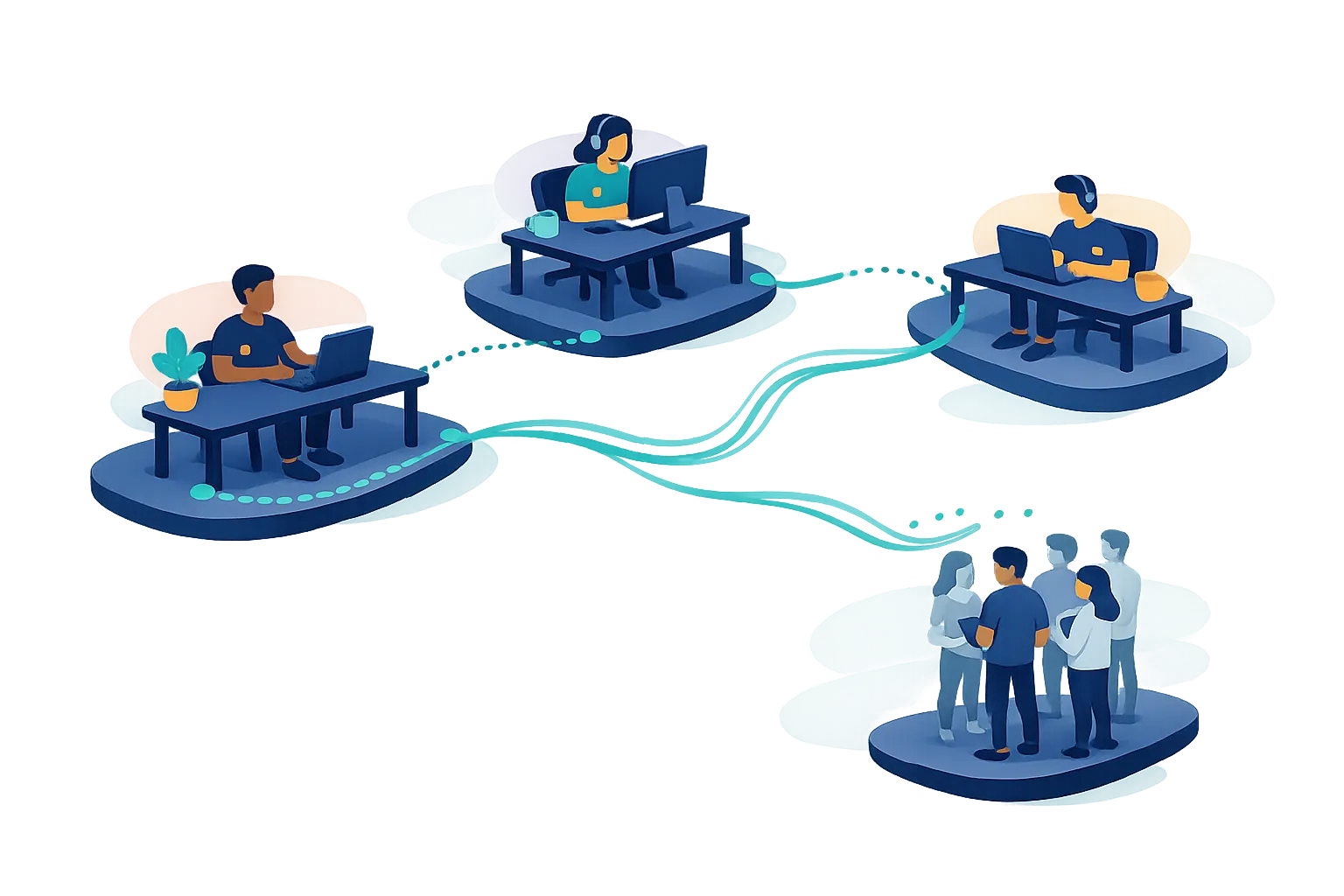 Illustration: a collective of engineers sharing knowledge